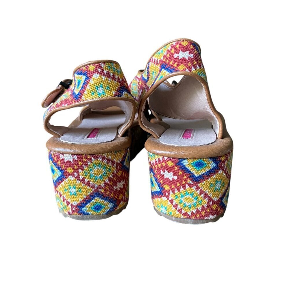 C label Mollni platform colorful Tribal print platform sandal - size 10 - Picture 3 of 8